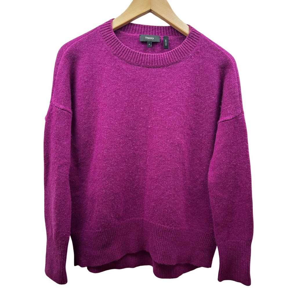 Theory Karenia Feather‎ 100% Cashmere Sweater Women P Burgundy Wine Luxury Knit